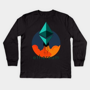 Rocket to The Moon : Ethereum Edition Kids Long Sleeve T-Shirt